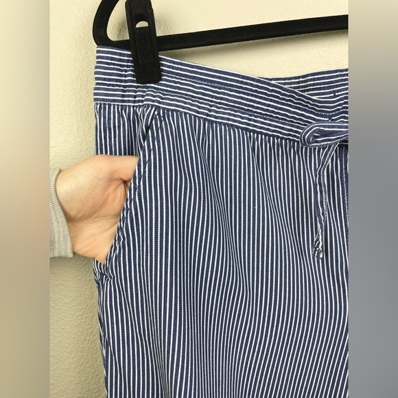 Gap Women's Large V-Easy Pant Bold Navy Stripe White Casual Pull-On Drawstring - Picture 4 of 14
